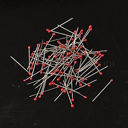 Messingstifte, Corsage-Pins / Dress-Making-Pins, Platin Farbe, rot, 26 mm, Stift: 1 mm