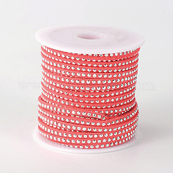 Rivet Faux Suede Cord, Faux Suede Lace, with Aluminum, Crimson, 3x2mm, about 20yards/roll