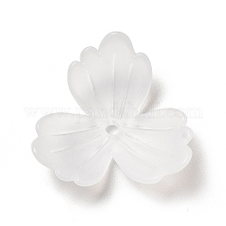 Trasparenti protezioni del branello acrilico, 3 -petal, smerigliato, fiore, bianco, 22x22x5.5mm, Foro: 1.8 mm, circa 925pcs/500g