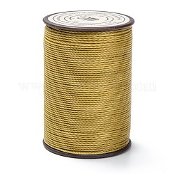 Hilo redondo de hilo de poliéster encerado, cordón de micro macramé, cuerda retorcida, para coser cuero, vara de oro oscuro, 0.65mm, alrededor de 87.48 yarda (80 m) / rollo
