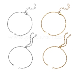 4 Pcs 4 Styles Adjustable 304 Stainless Steel Cable Chain Slider Bracelet/Bolo Bracelets Making, Golden & Stainless Steel Color, 1pc/style
