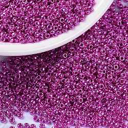 MIYUKI Round Rocailles Beads, Japanese Seed Beads, 15/0, (RR1077) Galvanize Dark Pink, 15/0, 1.5mm, Hole: 0.7mm, about 5555pcs/10g