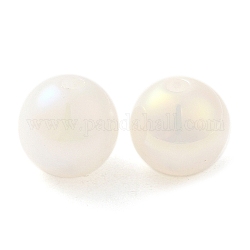 Cuentas de resina opacas iridiscentes, perlas de caramelo, redondo, blanco, 10x9.5mm, agujero: 1.8 mm