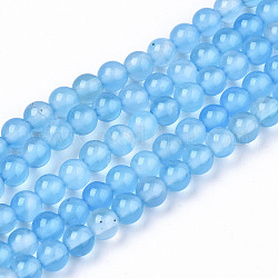 Natürliche Achat Perlen Stränge, gefärbt, Runde, Licht Himmel blau, 4 mm, Bohrung: 0.5 mm, ca. 91~95 Stk. / Strang, 14.57 Zoll ~ 15.35 Zoll (37~39 cm)