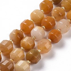 Topazio naturale perle di giada fili, con perline semi, tamburo a botte bicono sfaccettato, 9~10mm, Foro: 1.2 mm, circa 29~32pcs/filo, 14.45~14.84 pollice (36.7~37.7 cm)
