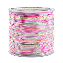 Nylonfaden Nylonschnur, segmentgefärbte chinesische Knotenkordel, Nylonschnur zur Herstellung von Perlenschmuck, neon rosa , 0.8 mm, ca. 109.36 Yard (100m)/Rolle