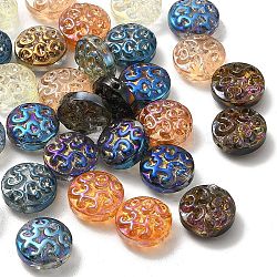 Perlas de vidrio galvanizadas, plano y redondo, color mezclado, aproximamente 13 mm de diámetro, 7 mm de espesor, agujero: 1 mm