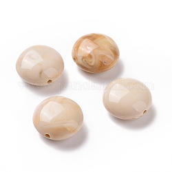 Perles acryliques opaques bicolores, plat rond, linge, 15.5x8mm, Trou: 1.6mm, 390 pcs / 500 g