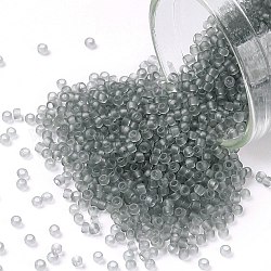 Cuentas de semillas redondas toho, Abalorios de la semilla japonés, (9f) transparente frost gris claro, 15/0, 1.5mm, agujero: 0.7 mm, aproximamente 15000 unidades / 50 g