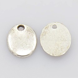 Perles en alliage de style tibétain, ovale, platine, sans plomb et sans cadmium, 10x8x1.5mm, Trou: 1mm