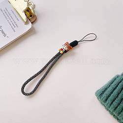 Nylon Adjustable Wrist Straps Hand Lanyard, for Mobile Accessories, with Silicone Cabochons, Bear Pattern, 19cm