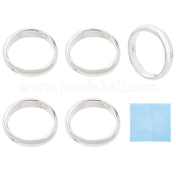 Benecreat 6 Uds marco de cuentas de plata esterlina, anillo, Con paño de pulido cuadrado de tela de gamuza plateada., plata, 10.5x2.5mm, agujero: 1 mm, diámetro interior: 8.5 mm
