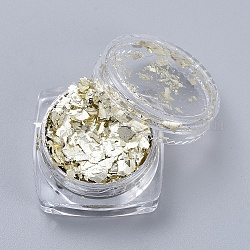 Flocons d'aluminium, flocons de dorure bricolage, pour remplissage d'accessoires de bijoux époxy, jaune verge d'or clair, boîte: 2.9x1.6cm