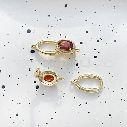 Zircone cubique avec pendentifs en laiton, ovale, or, rouge, 23x9mm