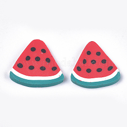 Handgemachter Ton-Cabochon, Wassermelone, rot, 20~21x20~22x2~3 mm
