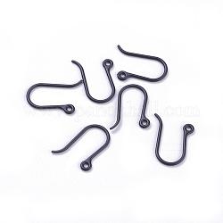 Plastic Earring Hooks, Ear Wire, with Horizontal Loop, Black, 11x9x0.6mm, 22 Gauge, Hole: 0.9mm