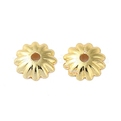 Brass Bead Caps, 12-Petal Flower, Real 18K Gold Plated, 6x6x1.5mm, Hole: 1.2mm