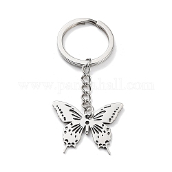 Porte-clés pendentif en acier inoxydable animal 304, avec porte-clés, couleur inoxydable, papillon, 6.8 cm