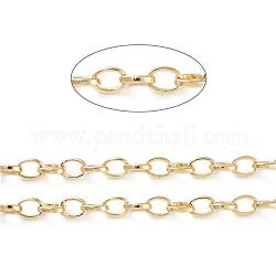 Brass Cable Chains, Soldered, with Spool, Flat Oval, Long-Lasting Plated, Real 18K Gold Plated, 6x5x1.2mm, about 16.4 Feet(5m)/roll