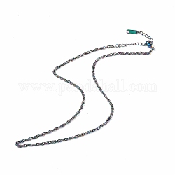 Chapado en iones (ip) 304 collar de cadena de cuerda de acero inoxidable para hombres y mujeres, color del arco iris, 15.87 pulgada (40.3 cm)