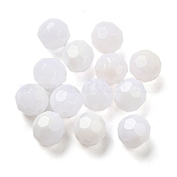Perline acrilico opaco, sfaccettato, tondo, bianco, 10mm, Foro: 1.6 mm, 910pcs/500g