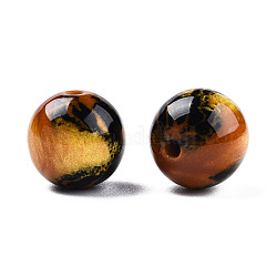 Perles en résine, pierre d'imitation, ronde, chocolat, 12x11.5mm, Trou: 1.5~3mm