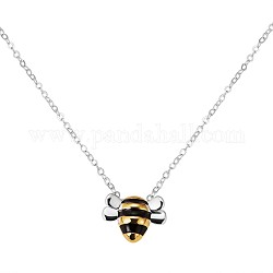 女性のための真鍮の蜂の魅力のネックレス  プラチナ·ゴールデン  16.93インチ（43cm）