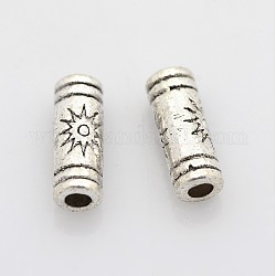 Tibetan Silver Tube Beads, Lead Free & Nickel Free & Cadmium Free, Tube, Antique Silver, 9.5x3.5mm, Hole: 1.5mm.