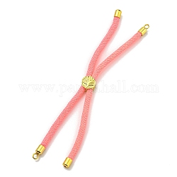 Изготовление браслетов из нейлоновых шнуров, подходящих для подвесок с разъемами, с золотистыми латунными бусинами-ползунками в форме дерева, долговечный, розовые, 8-5/8 дюйм (22 см), отверстие : 1.9 мм