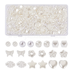 Biyun 500 pz 10 perline di plastica imitazione plastica abs, zucca e fiori e cubetti, bianco antico, 6~12x6~12x3~8mm, Foro: 1.4~2.3 mm, 50pcs / style