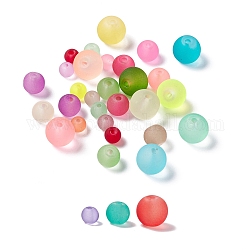 500 pz 3 perle di vetro smerigliato trasparente, tondo, colore misto, 4~7x4~6mm, Foro: 1 mm