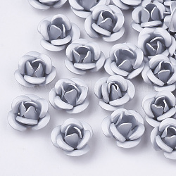 Bolas de aluminio, esmerilado, Plateado de larga duración, 3-pétalo de flor, whitesmoke, 6x4.5mm, agujero: 0.8 mm