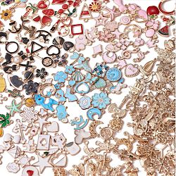300 Pieces Wholesale Bulk Lots Jewelry Making Charms Pendant Mixed Shapes Alloy Enamel Charms for Jewelry Necklace Earring Making Crafts, Mixed Color, 13mm, Hole: 1.5mm