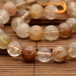 Natural Rutilated Quartz Round Bead Strands, 10mm, Hole: 1mm, about 40pcs/strand, 15.1 inch