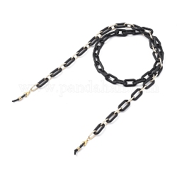 Brillenketten, Halsband für Brillen, mit sprühlackierten ccb kabel aus kunststoff & aluminium, 304 Hummerkrallenverschlüsse aus Edelstahl und Gummischlaufenenden, Schwarz, 31.1~31.4 Zoll (79~80 cm)