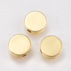 Abalorios de latón, plano y redondo, dorado, 8x2.5mm, agujero: 1.5 mm