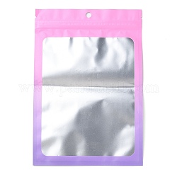 Farbverlaufslaser-Druckverschlussbeutel aus Aluminiumfolie für Schmuckverpackungen, Top-Selbstklebebeutel, Rechteck, neon rosa , 22x15x0.15 cm, einseitige Dicke: 3.5 mil (0.09 mm)