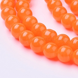 Imitation Jade Glass Beads Strands, Spray Painted, Round, Tomato, 8mm, Hole: 1.3~1.6mm, about 100pcs/strand, 31.4 inch