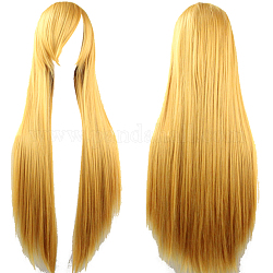 31.5 дюйм (80 см) длинные прямые косплей парики для вечеринок, синтетические жаропрочные аниме костюм парики, с треском, золотые
