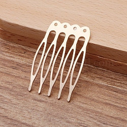 Iron Hair Comb Findings, with Loops, Light Gold, 40x27x0.8mm