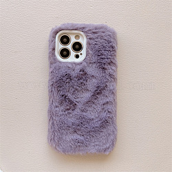 Warm Plush Mobile Phone Case for Women Girls, Plastic Winter Camera Protective Covers for iPhone14 Plus, Medium Purple, Inner Size: 16.08x7.81x0.78cm