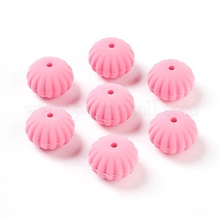 Food Grade Eco-Friendly Silicone Beads, Chewing Beads For Teethers, DIY Nursing Necklaces Making, Rondelle, Hot Pink, 18x13.5mm, Hole: 1.5mm