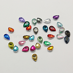 Taiwan Acrylic Rhinestone Cabochons, Pointed Back Rhinestone, Faceted, teardrop, Mixed Color, 10x7x3.5mm
