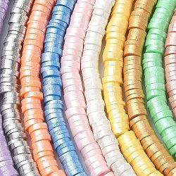 10 hebras 10 colores hebras de cuentas de arcilla polimérica hechas a mano ecológicas, Para suministros de manualidades de joyería diy, disco / plano y redondo, color mezclado, 4x1mm, agujero: 1 mm, 1 hebra / color