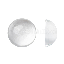 Demi transparente cabochons de verre ronde, clair, 14x7mm
