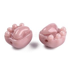 Perles de résine opaques, jade d'imitation, griffe de chat, brun rosé, 14x15x13mm, Trou: 1.8mm