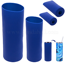 GORGECRAFT 2Pcs 2 Styles Seamless Silicone Sleeve 30oz Reusable Insulated Cup Sleeves Sublimation Tumbler Wrap Mug Clamp Sleeve Fixture for Full Wrap Tumbler Cups Home Glassware, Royal Blue
