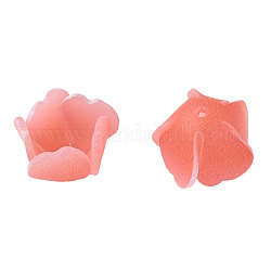 Kunststoff-Perlen, Blume, Orangerosa, 15x15x10.5 mm, Bohrung: 1 mm