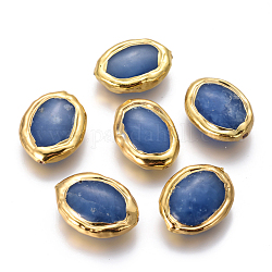 Perles d'agate naturelles, avec les accessoires en laiton plaqués or, ovale, 20~22x15~17x5~7mm, Trou: 0.8mm