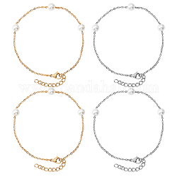 Unicraftale 4 pz 2 colori acrilico perla perline bracciali impostati per le donne della ragazza, 304 bracciali in acciaio inossidabile, colore misto, 7-1/8 pollice (180 mm), 2 pz / colore